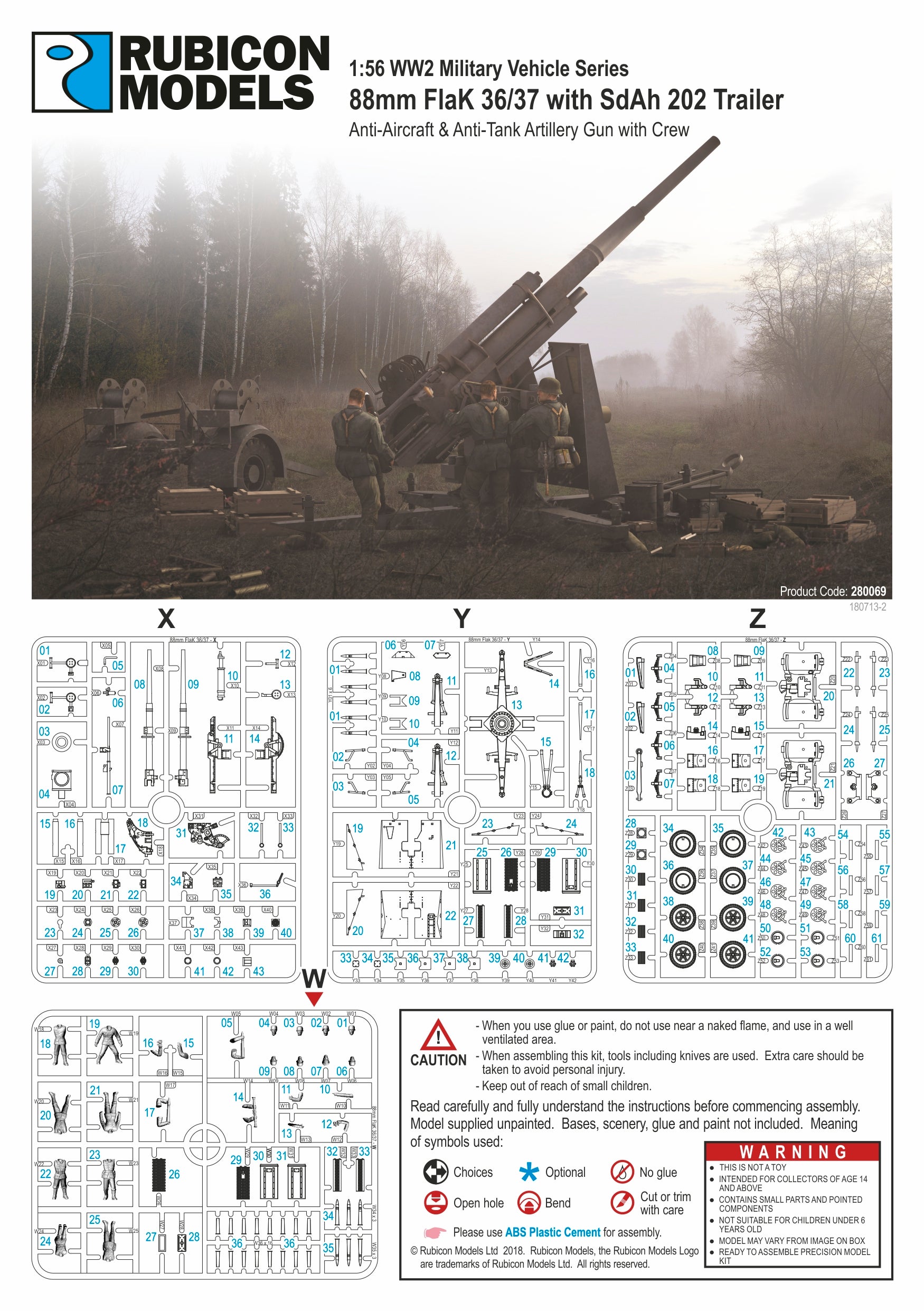 280069 - 8.8cm Flak 36/37 AA/AT Gun with SdAh 202 & Crew – RUBICON