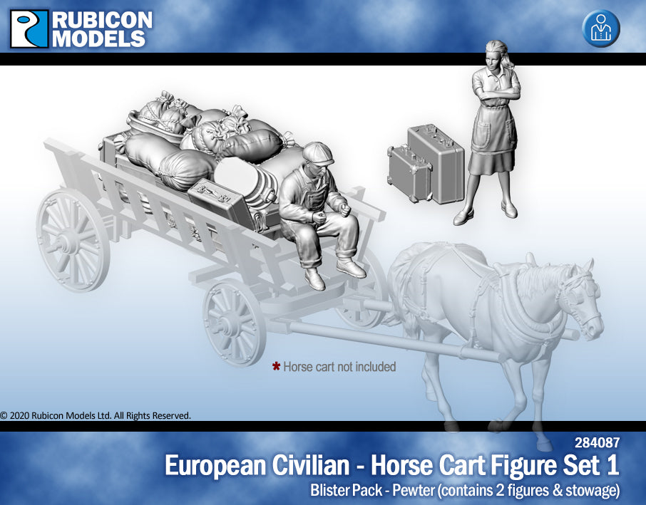 284087 - Civils européens - Ensemble de figurines de charrette à chevaux 1